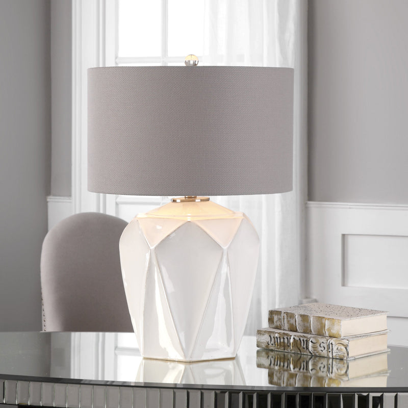 27227-1  Elvilar Gloss White Table Lamp