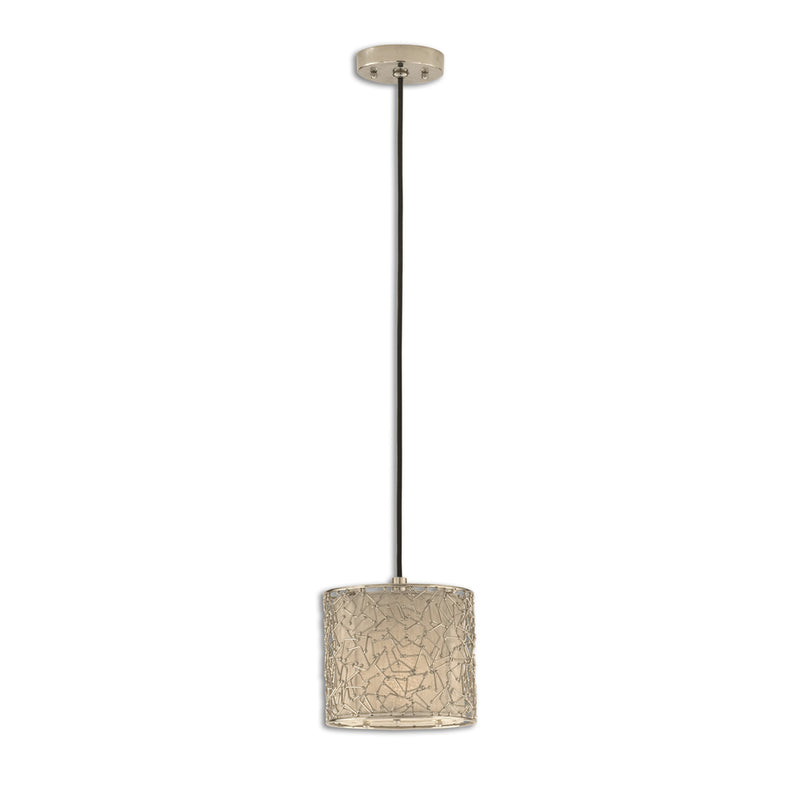 21856 Brandon Silver 1 Light Mini Drum Pendant