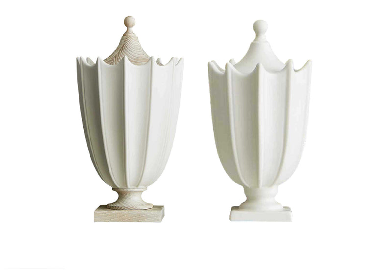 R17616/R17617 Crenulated Urn - Matte White Medium (Set of 2)